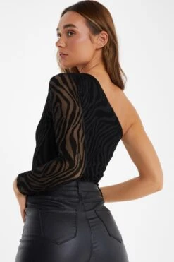 Black Zebra Print Mesh Bodysuit 10 Black Zebra Print Mesh Bodysuit -Chic Summer Shop 00100036450 XB