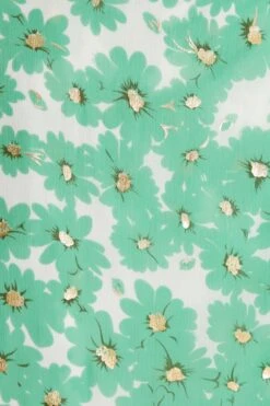 Green Chiffon Floral Wrap Midi Dress -Chic Summer Shop 00100036458 ZS