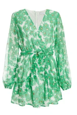Green Chiffon Floral Wrap Playsuit