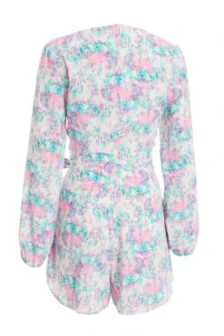 Pink Smudge Print Playsuit -Chic Summer Shop 00100036464 ZB