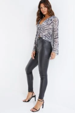 Stone Zebra Print Mesh Top -Chic Summer Shop 00100036487 XS