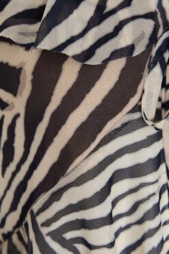 Stone Zebra Print Mesh Top -Chic Summer Shop 00100036487 ZS
