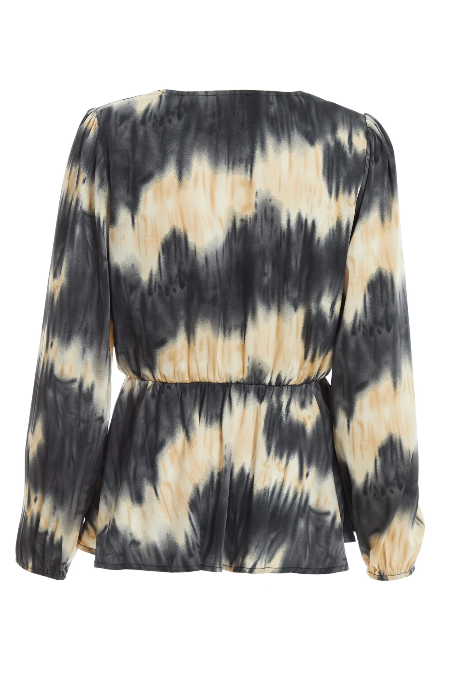 Champagne Satin Marble Print Peplum Top 7 Champagne Satin Marble Print Peplum Top - Image 5