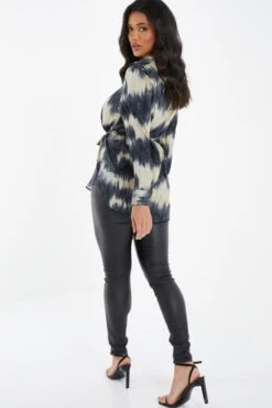 Champagne Satin Marble Print Blouse 10 Champagne Satin Marble Print Blouse -Chic Summer Shop 00100036577 XB