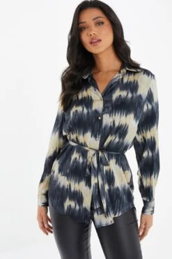 Champagne Satin Marble Print Blouse 9 Champagne Satin Marble Print Blouse -Chic Summer Shop 00100036577 XM