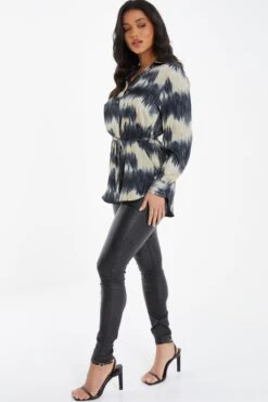 Champagne Satin Marble Print Blouse 11 Champagne Satin Marble Print Blouse -Chic Summer Shop 00100036577 XS