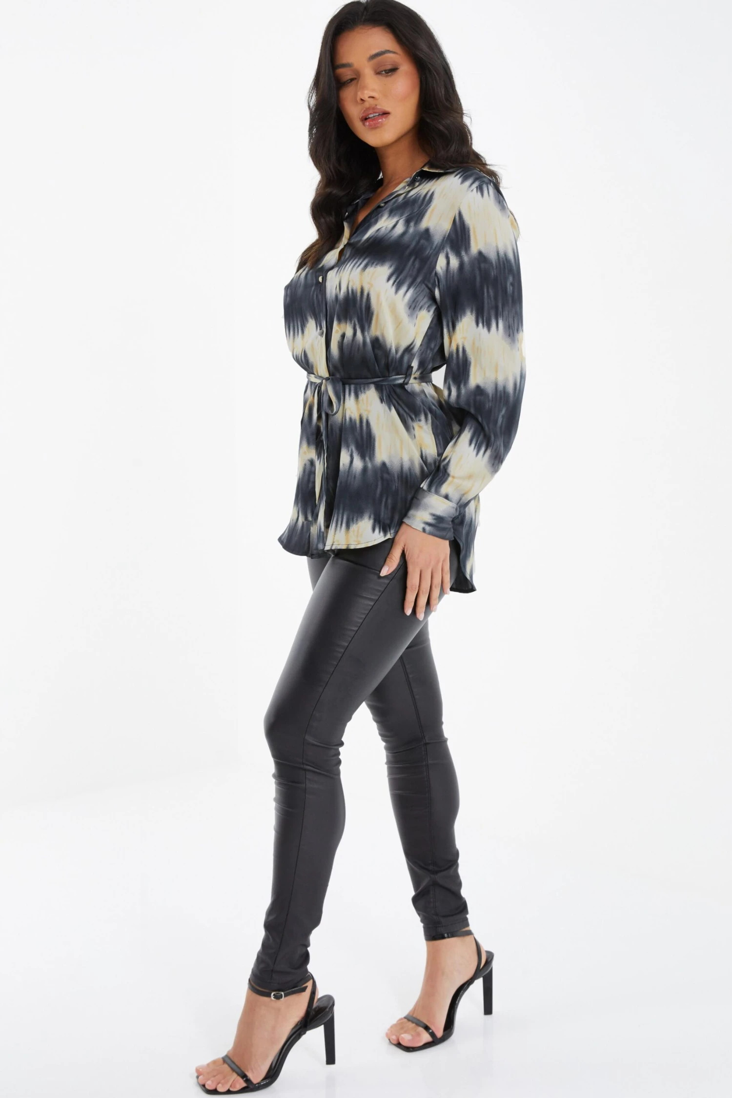 Champagne Satin Marble Print Blouse 6 Champagne Satin Marble Print Blouse - Image 4