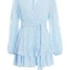 Light Blue Floral Jacquard Tiered Playsuit -Chic Summer Shop 00100036642 ZM