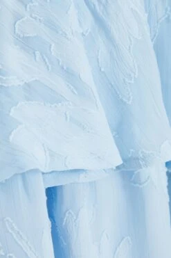 Light Blue Floral Jacquard Tiered Playsuit -Chic Summer Shop 00100036642 ZS