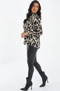 Stone Animal Print Chiffon Blouse 11 Stone Animal Print Chiffon Blouse -Chic Summer Shop 00100036681 XS