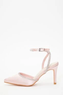 Pink Satin Diamante Trim Courts