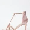 Pink Satin Diamante Cross Strap Heeled Sandals