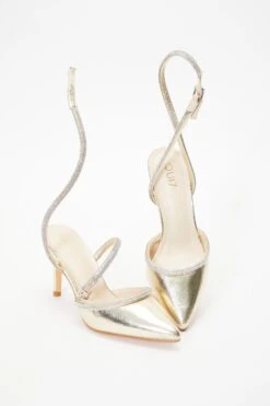 Gold Diamante Court Heels -Chic Summer Shop 00100036714 XS
