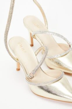 Gold Diamante Court Heels -Chic Summer Shop 00100036714 ZB