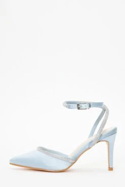 Blue Satin Diamante Trim Courts