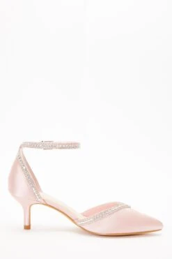 Pink Satin Diamante Low Court Heels 13 Pink Satin Diamante Low Court Heels -Chic Summer Shop 00100036720 ZS