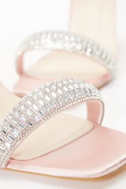 Pink Satin Diamante Heeled Sandals -Chic Summer Shop 00100036722 ZB