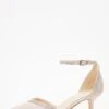 Champagne Satin Diamante Low Court Heels -Chic Summer Shop 00100036723 ZM
