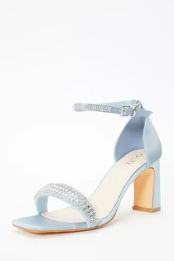 Blue Satin Diamante Heeled Sandals -Chic Summer Shop 00100036726 XB