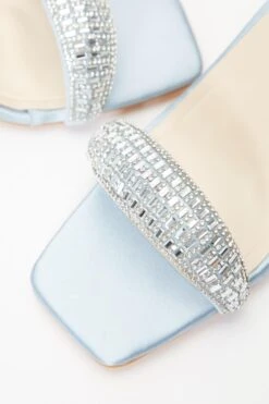 Blue Satin Diamante Heeled Sandals -Chic Summer Shop 00100036726 ZB