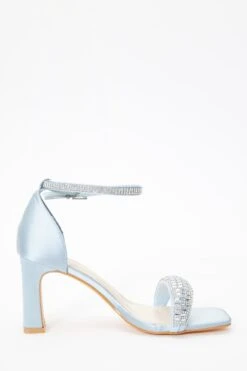 Blue Satin Diamante Heeled Sandals -Chic Summer Shop 00100036726 ZS