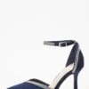 Navy Satin Diamante Trim Court Heels -Chic Summer Shop 00100036727 ZM