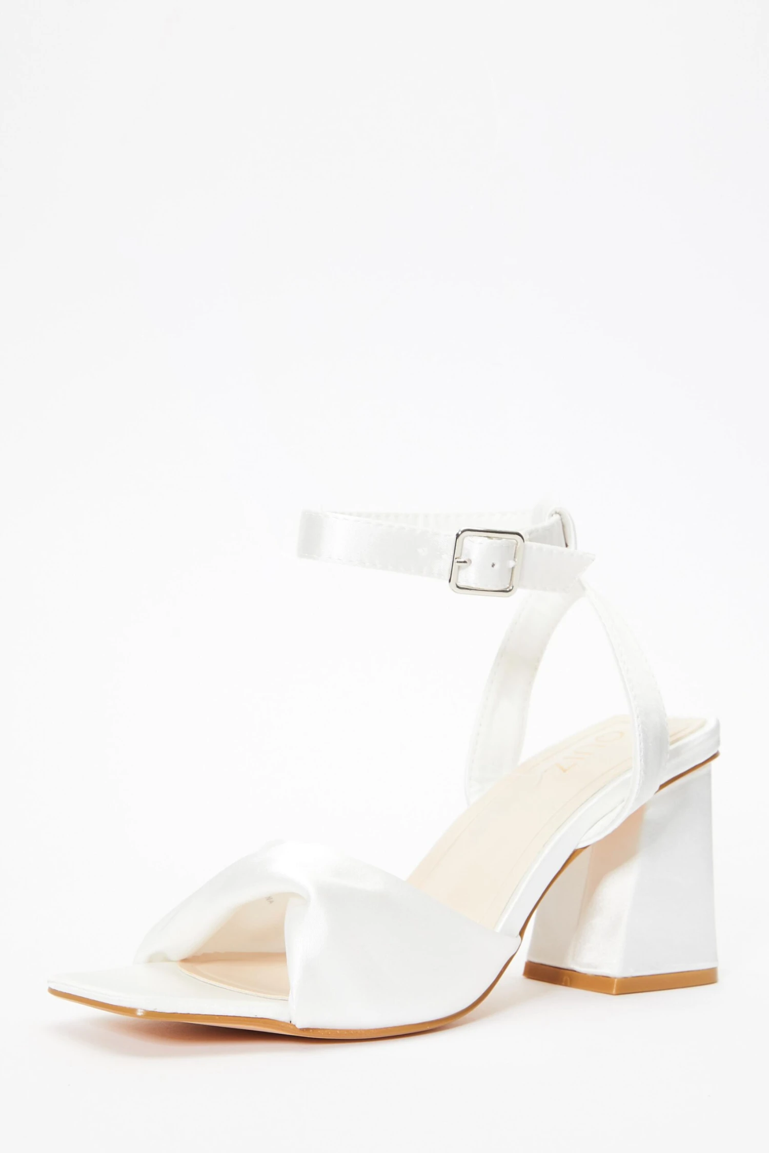 Bridal White Satin Twist Block Heeled Sandals 5 Bridal White Satin Twist Block Heeled Sandals - Image 3