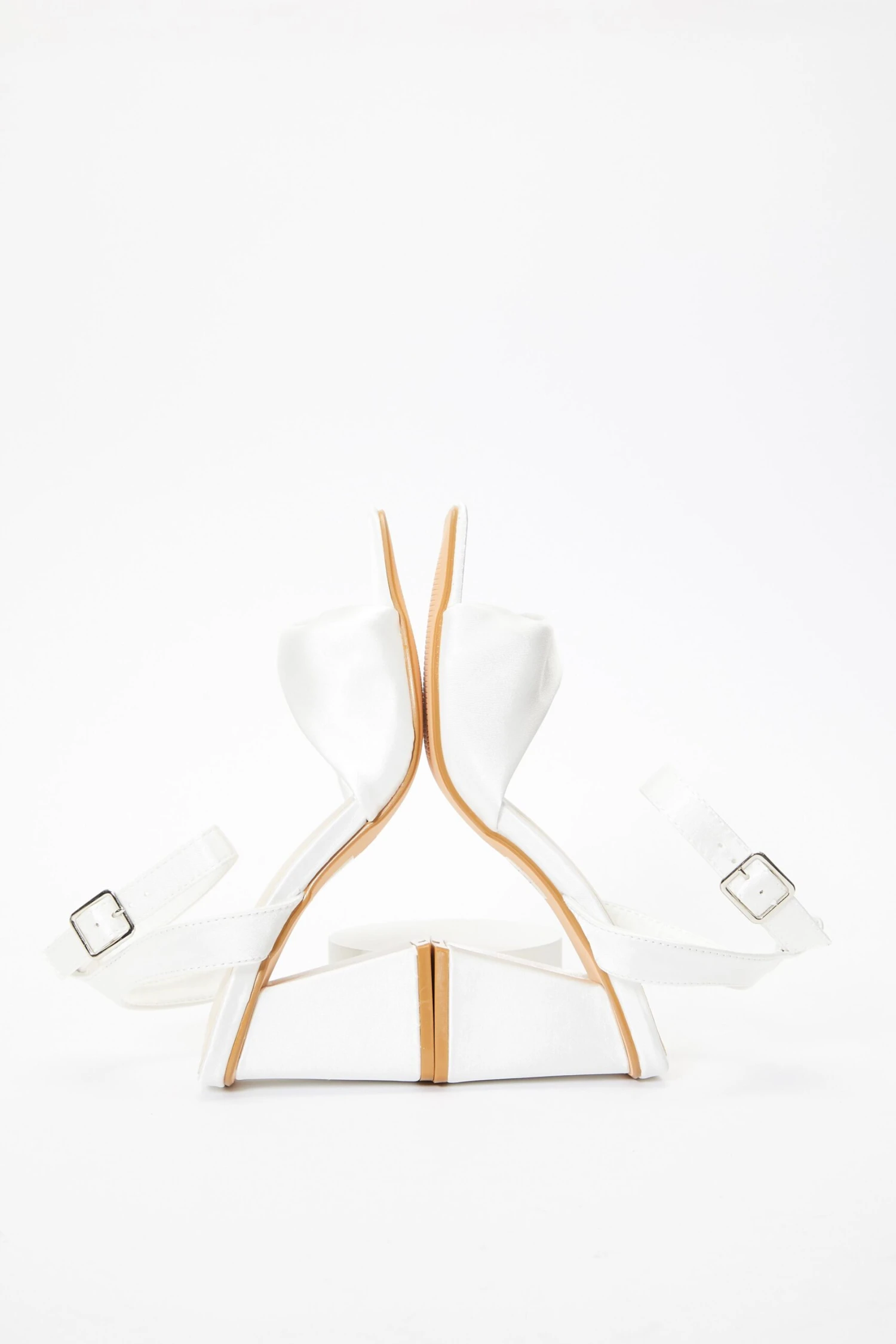 Bridal White Satin Twist Block Heeled Sandals 6 Bridal White Satin Twist Block Heeled Sandals - Image 4