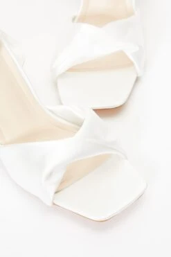 Bridal White Satin Twist Block Heeled Sandals 12 Bridal White Satin Twist Block Heeled Sandals -Chic Summer Shop 00100036738 ZB