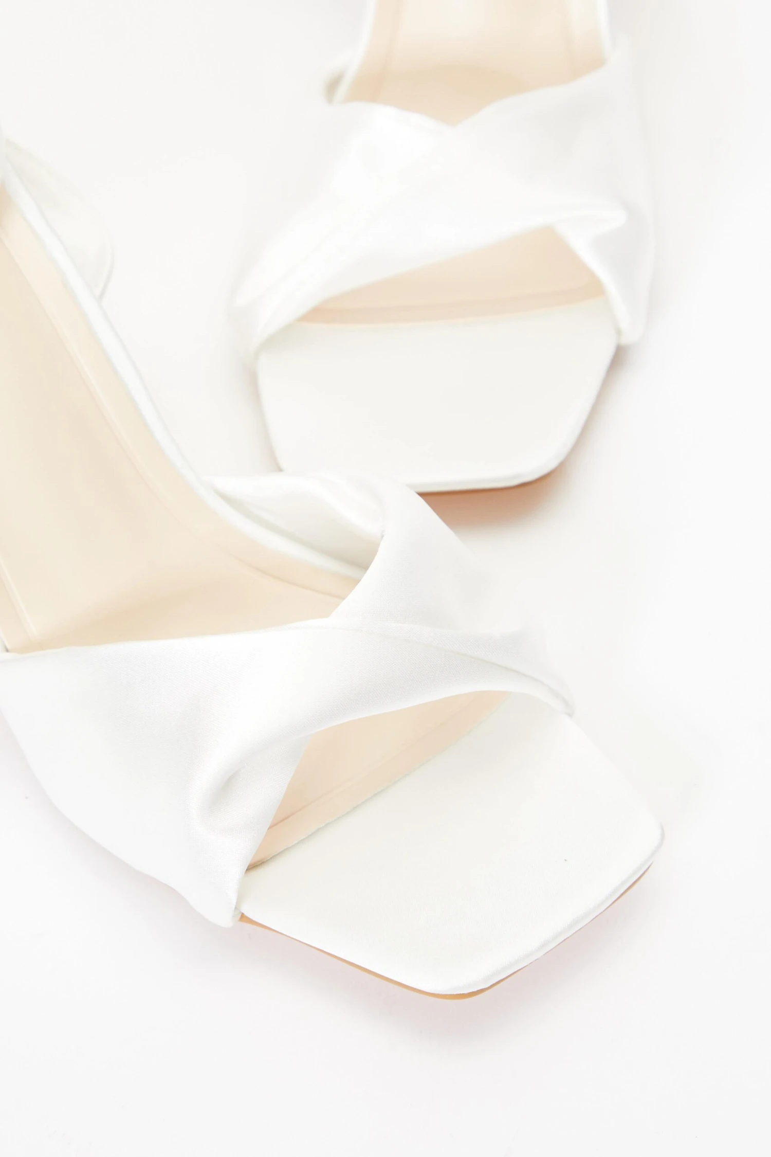 Bridal White Satin Twist Block Heeled Sandals 7 Bridal White Satin Twist Block Heeled Sandals - Image 5