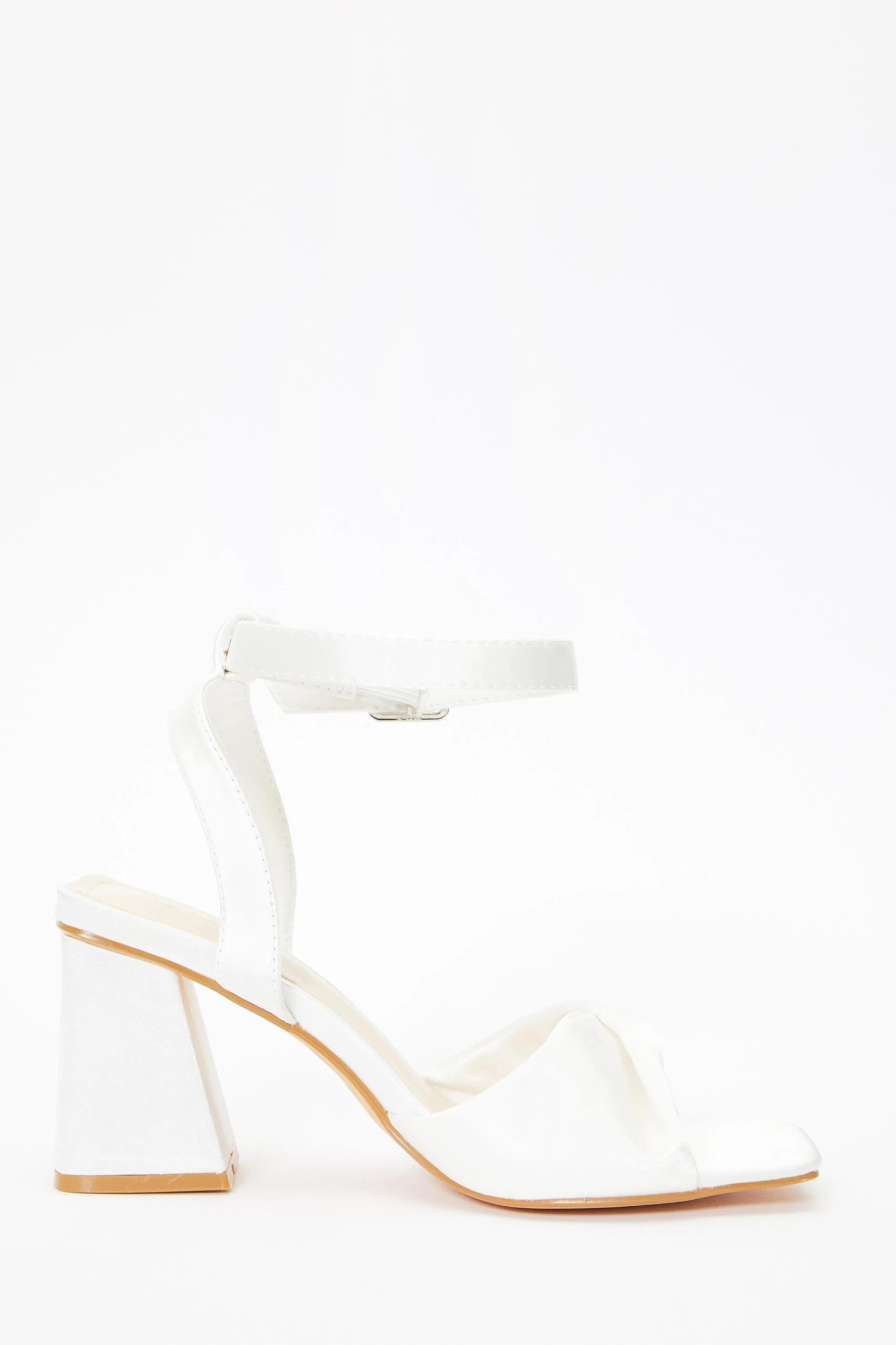 Bridal White Satin Twist Block Heeled Sandals 8 Bridal White Satin Twist Block Heeled Sandals - Image 6