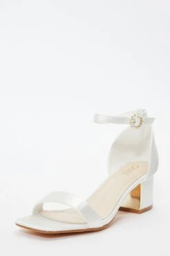 Bridal White Satin Low Heeled Sandals -Chic Summer Shop 00100036740 XB