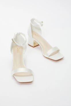 Bridal White Satin Low Heeled Sandals -Chic Summer Shop 00100036740 XS