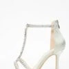 Sage Satin Diamante Stone T-Bar Heeled Sandals -Chic Summer Shop 00100036742 ZM