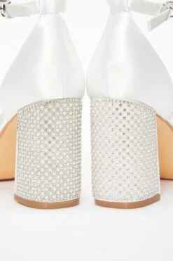 Bridal Silver Diamante Block Heel Sandals -Chic Summer Shop 00100036745 ZB