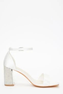 Bridal Silver Diamante Block Heel Sandals -Chic Summer Shop 00100036745 ZS