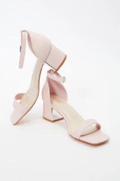 Pink Faux Leather Low Heeled Sandals 11 Pink Faux Leather Low Heeled Sandals -Chic Summer Shop 00100036759 XS