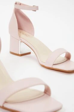 Pink Faux Leather Low Heeled Sandals 12 Pink Faux Leather Low Heeled Sandals -Chic Summer Shop 00100036759 ZB
