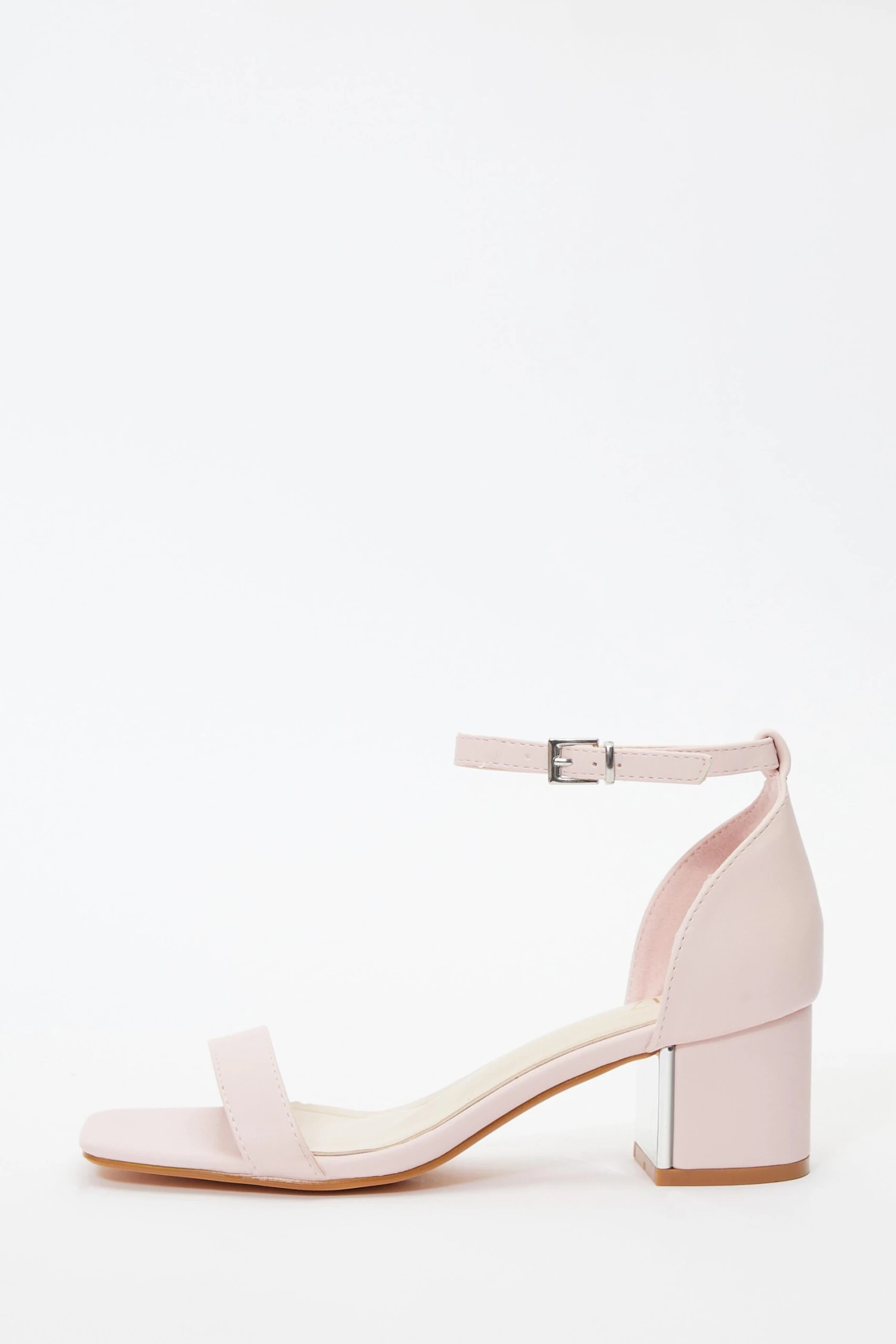 Pink Faux Leather Low Heeled Sandals 3 Pink Faux Leather Low Heeled Sandals