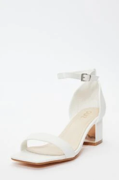 White Faux Leather Low Heeled Sandals -Chic Summer Shop 00100036761 XB