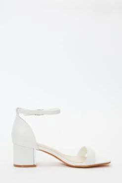 White Faux Leather Low Heeled Sandals -Chic Summer Shop 00100036761 ZS