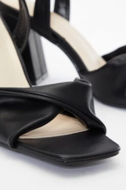 Black Twist Front Block Heeled Sandals -Chic Summer Shop 00100036763 ZB