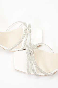 Bridal White Satin Satin Diamante Knot Heels 12 Bridal White Satin Satin Diamante Knot Heels -Chic Summer Shop 00100036764 ZB