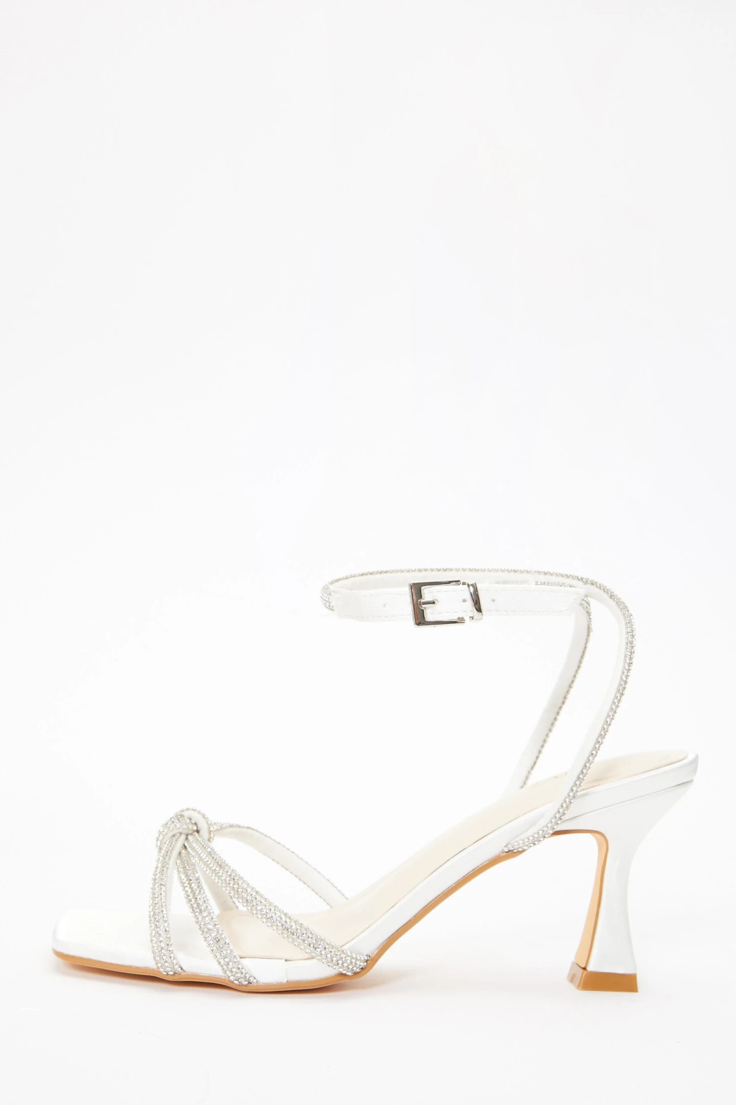 Bridal White Satin Satin Diamante Knot Heels 3 Bridal White Satin Satin Diamante Knot Heels