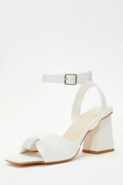 White Twist Front Block Heeled Sandals -Chic Summer Shop 00100036765 XB