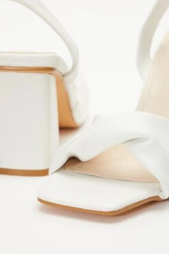 White Twist Front Block Heeled Sandals -Chic Summer Shop 00100036765 ZB