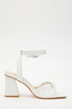 White Twist Front Block Heeled Sandals -Chic Summer Shop 00100036765 ZS