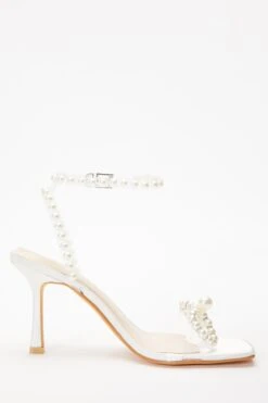 Bridal White Pearl Bow Clear Heeled Sandals -Chic Summer Shop 00100036769 ZS