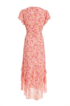 Pink Chiffon Paisley Print Maxi Dress -Chic Summer Shop 00100036833 ZB