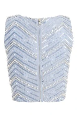 Blue Beaded Crop Top 12 Blue Beaded Crop Top -Chic Summer Shop 00100036839 ZB